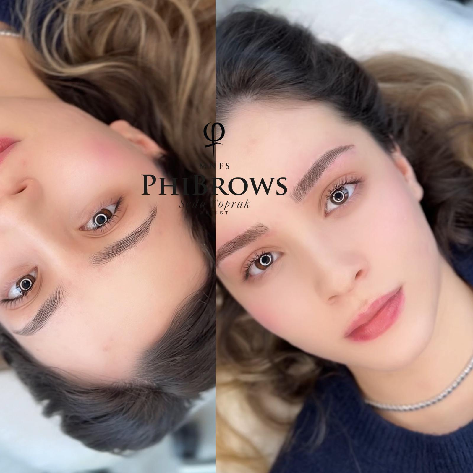 PhiBrows kaş tasarımı öncesi ve sonrası uygulama örneği